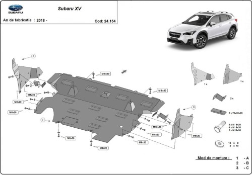 Oceľový kryt motora Subaru XV (2018-2022)