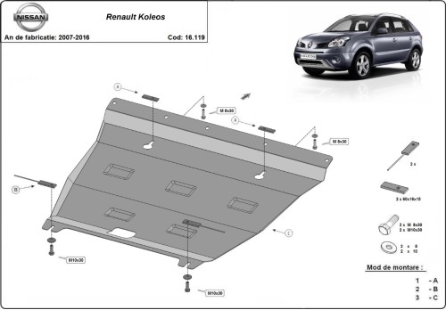 Oceľový kryt motora Renault Laguna 2 (2007-2016)