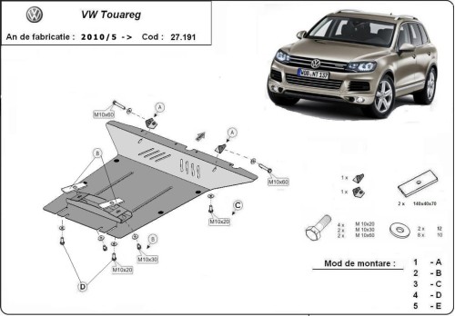 Oceľový kryt motora Volkswagen Touran (2010-2018)