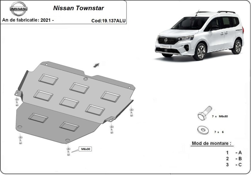 Hliníkový kryt motora Nissan Townstar (2021-2026)