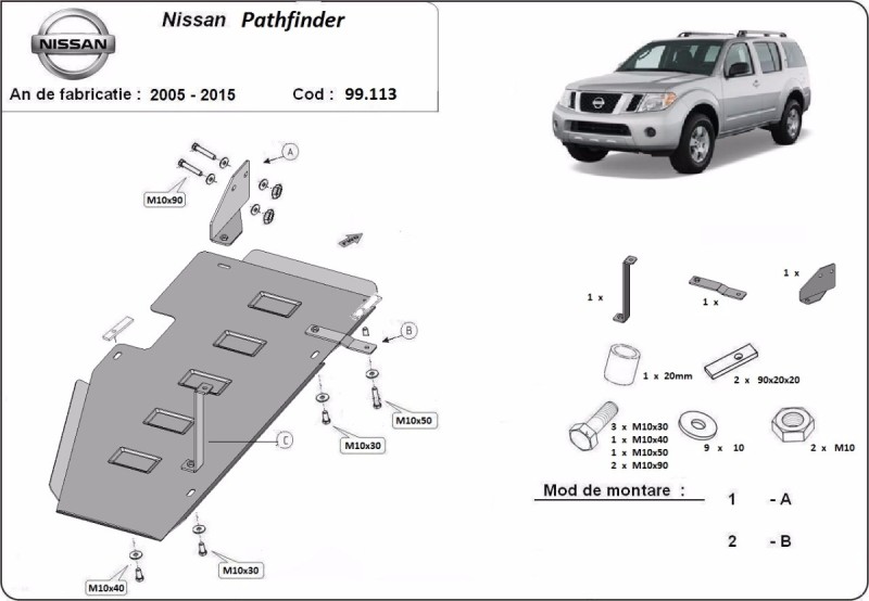 Oceľový kryt palivovej nádrže Nissan Pathfinder (2005-2015)