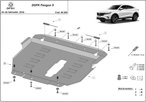 Oceľový kryt motora Dfsk Fengon 5 (2018-2026)