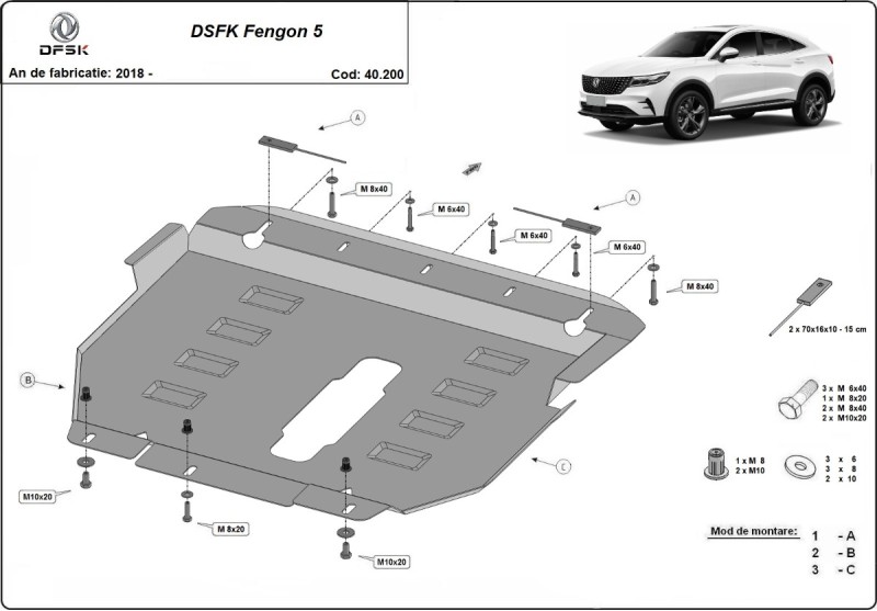 Oceľový kryt motora Dfsk Fengon 5 (2018-2026)