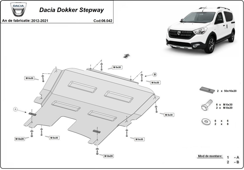 Oceľový kryt motora Dacia Dokker (2012-2021)