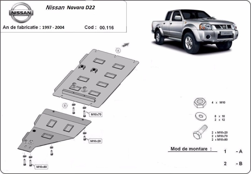 Oceľový kryt prevodovky Nissan Navara (1997-2004)