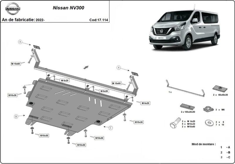 Stalowa Osłona pod silnik Nissan NV300 (2022-2026)