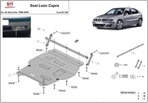 Oceľový kryt motora Seat Leon (1998-2004)