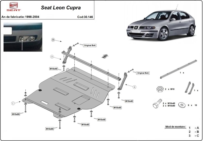 Stalowa Osłona pod silnik Seat Leon Cupra Mk1 (1998-2004)