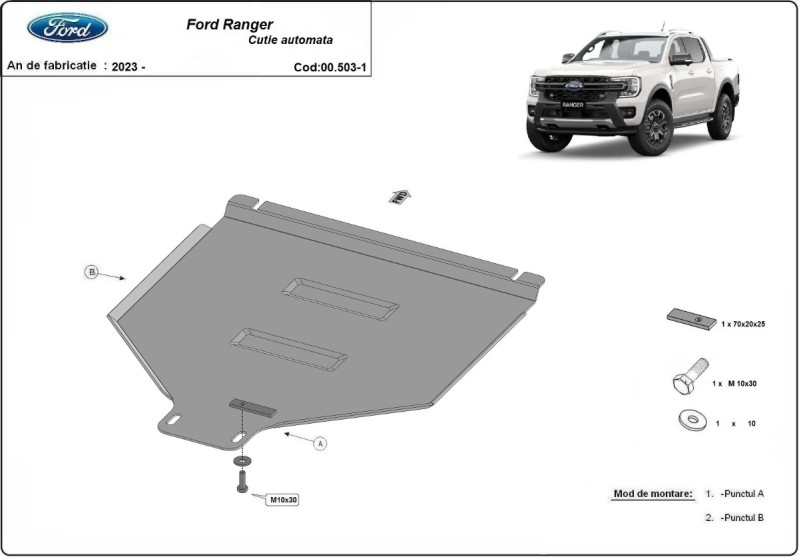 Oceľový kryt prevodovky automat Ford Ranger (2023-2026)