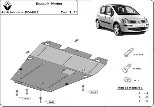 Oceľový kryt motora Renault Scenic (2004-2012)
