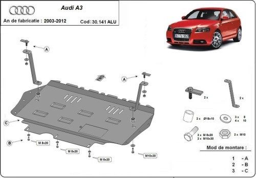 Hliníkový kryt motora Audi A3 (2003-2012)