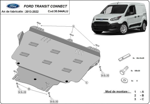 Hliníkový kryt motora Ford Transit Connect (2013-2022)