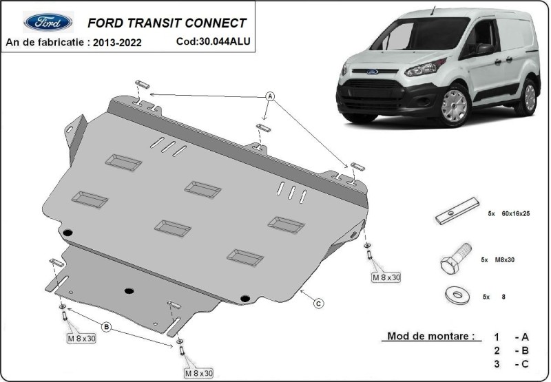 Hliníkový kryt motora Ford Transit Connect (2013-2022)