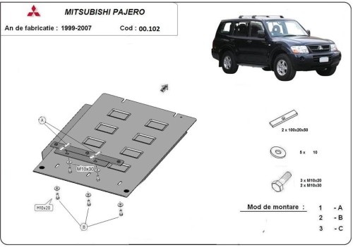 Oceľový kryt prevodovky Mitsubishi Shogun (1999-2007)