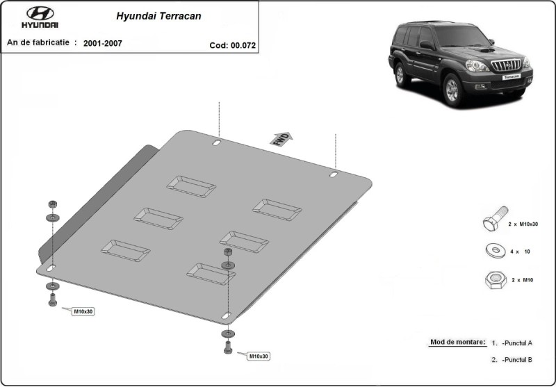 Oceľový kryt prevodovky Hyundai Terracan (2001-2007)