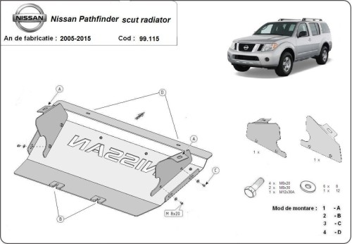 Oceľový kryt chladiča Nissan Pathfinder (2005-2015)
