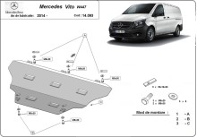 Stalowa Osłona pod silnik Mercedes Vito W447, 4x2, 1.6 D (2014-2026)