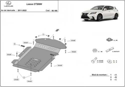 Oceľový kryt katalyzátora Lexus CT (2011-2026)
