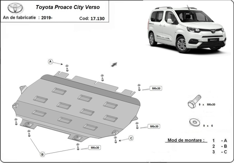 Oceľový kryt motora Toyota Proace (2019-2026)