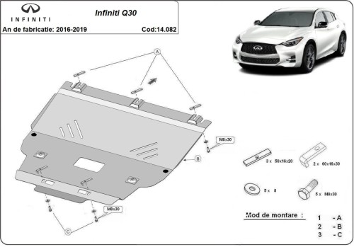 Oceľový kryt motora Infiniti Q30 (2016-2019)