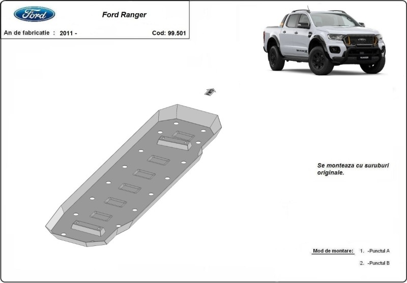 Oceľový kryt palivovej nádrže Ford Ranger (2011-2023)