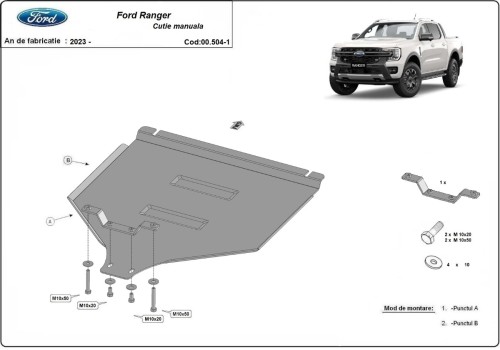 Oceľový kryt prevodovky manuálna Ford Ranger (2023-2026)