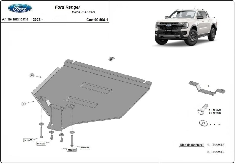 Stalowa Osłona manualnej skrzyni biegów Ford Ranger (2023-2026)