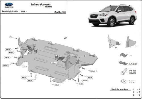 Oceľový kryt motora Subaru Forester (2018-2026)