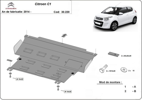 Oceľový kryt motora Citroen C1 (2014-2022)