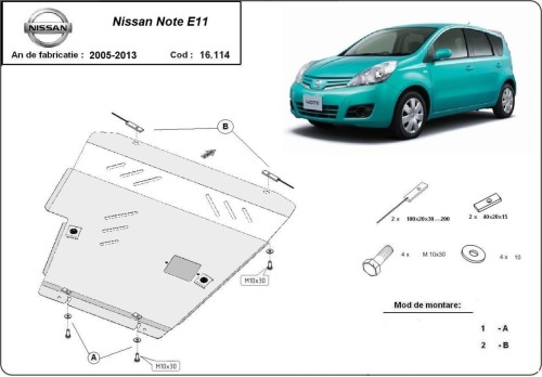 Oceľový kryt motora Nissan Note (2007-2013)