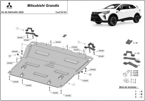 Oceľový kryt motora Mitsubishi Grandis (2025-2026)