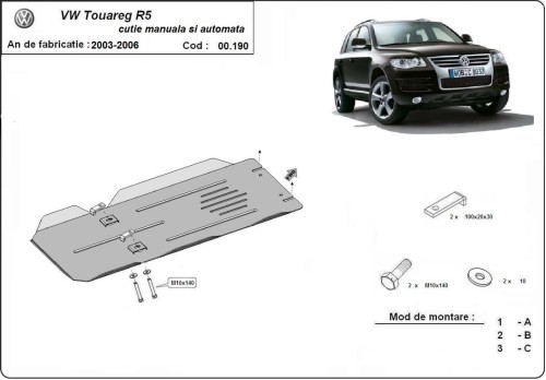 Oceľový kryt prevodovky automat Volkswagen Touareg 7L (2003-2006)