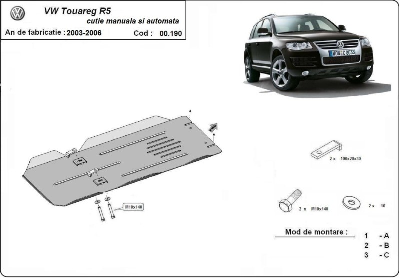Oceľový kryt prevodovky automat Volkswagen Touareg 7L (2003-2006)