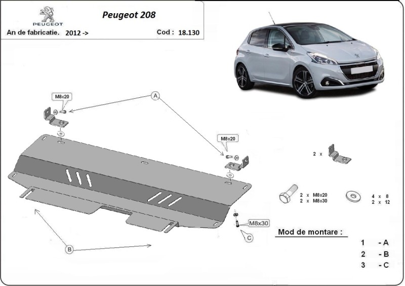 Oceľový kryt motora Peugeot 508 (2012-2019)