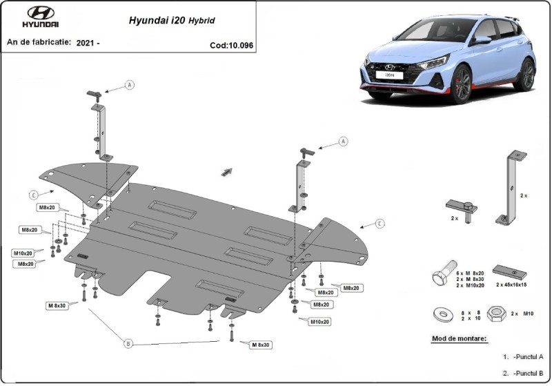 Stalowa Osłona pod silnik Hyundai i20 Hybrid (2021-2026)