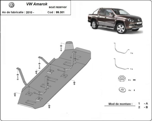 Oceľový kryt palivovej nádrže Volkswagen Amarok (2010-2022)