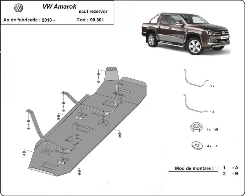 Oceľový kryt palivovej nádrže Volkswagen Amarok (2010-2022)