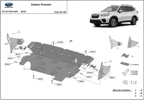 Oceľový kryt motora Subaru Forester (2018-2024)