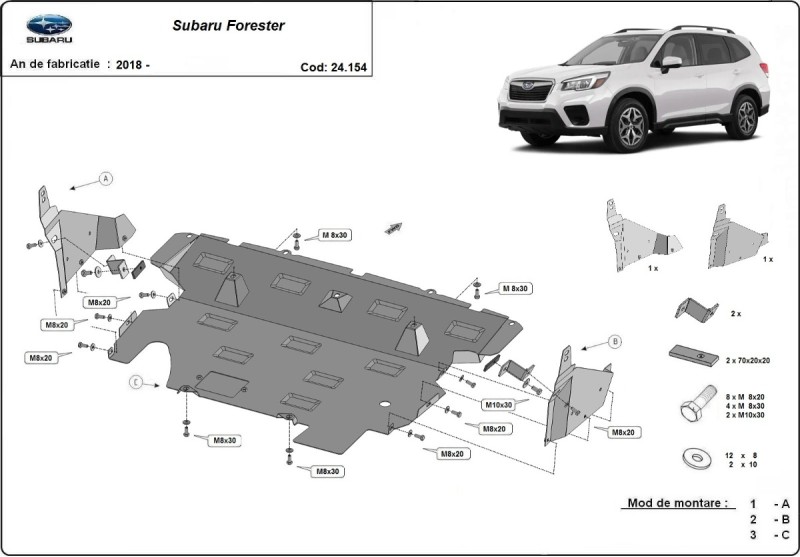 Stalowa Osłona pod silnik Subaru Forester 5 (2018-2024)