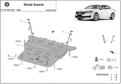 Oceľový kryt motora Skoda Superb (2024-2026)