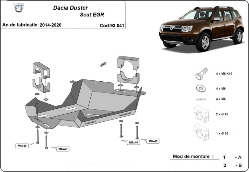 Oceľový kryt EGR Dacia Duster (2014-2017)