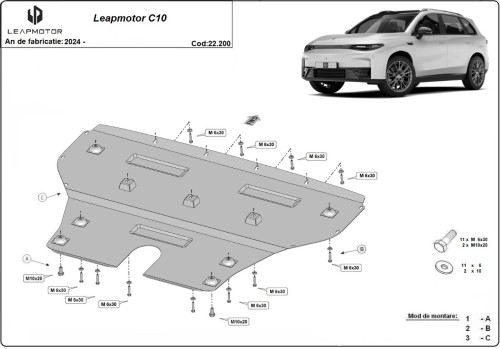 Oceľový kryt motora Leapmotor C10 (2024-2026)