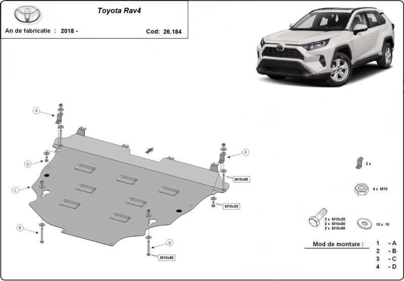 Aluminium Osłona pod silnik Toyota RAV4 (2018-2025)
