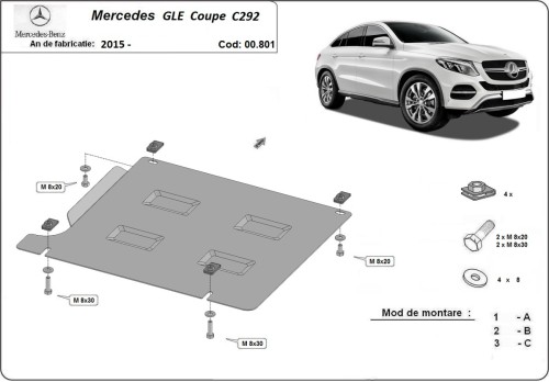 Oceľový kryt prevodovky Mercedes GLE (2015-2019)