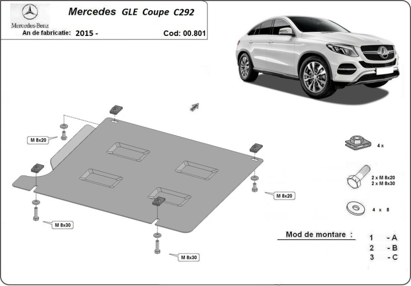 Stalowa Osłona skrzyni biegów Mercedes GLE Coupe C292 (2015-2019)