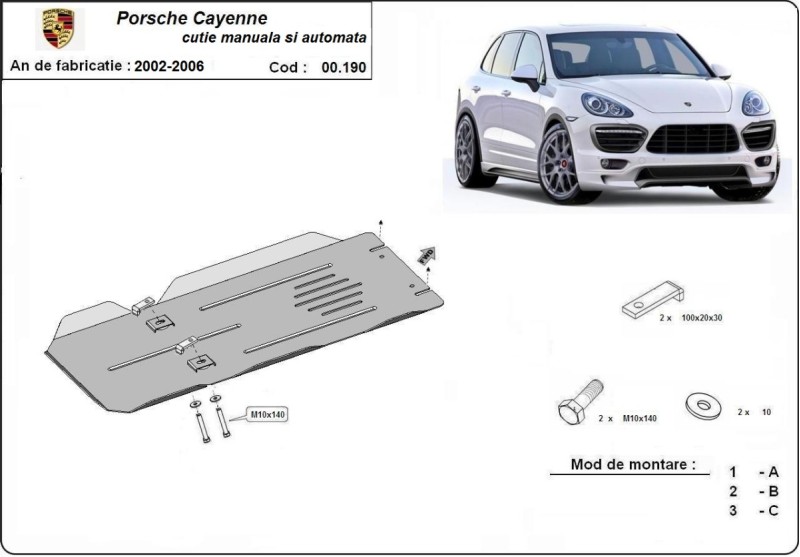 Oceľový kryt prevodovky Porsche Cayenne (2002-2006)