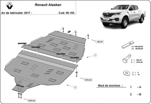 Oceľový kryt prevodovky Renault Alaskan (2017-2026)