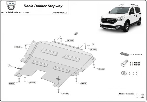 Hliníkový kryt motora Dacia Dokker (2012-2021)