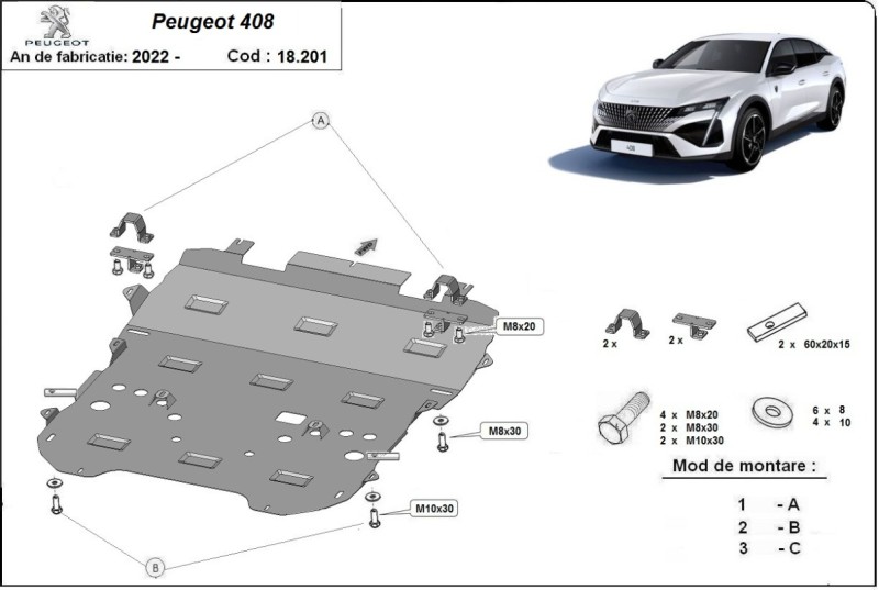 Stalowa Osłona pod silnik Peugeot 408 (2022-2026)