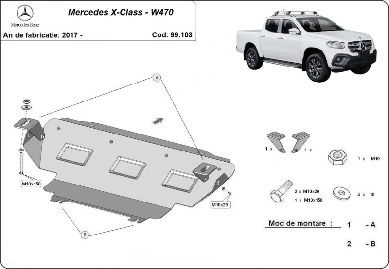 Stalowa Osłona chłodnicy Mercedes X-Class W470 (2017-2020)